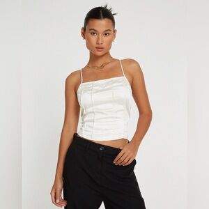 Motel Rocks Cosey Top In Satin Ivory